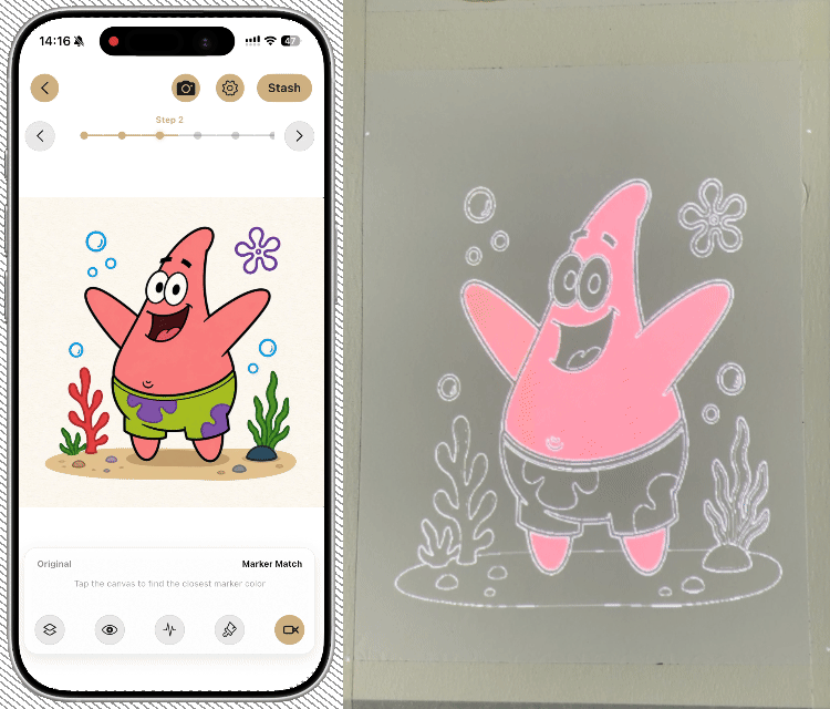 Match the color. Keep your touch.: App + color guidance GIF